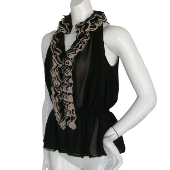 ROBERT RODRIGUEZ Top, S, Mesh, Ruffle Neck/Front, Sleeveless, Neiman Marcus - Picture 3 of 13